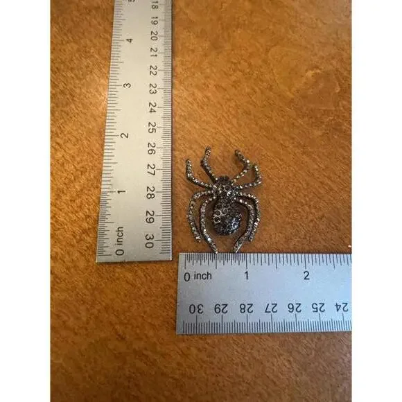 Spider Shaped Black Rhinestone Brooch Pin - Picture 3 of 3